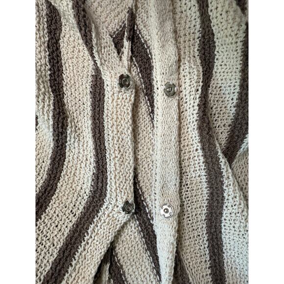 Free People Circle Back Cardigan Oversized Striped Brown Tan Size MEDIUM - Picture 3 of 11